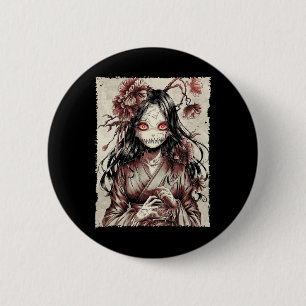 Horror Anime Girl Manga Japans Creepy Ha Ronde Button 5,7 Cm
