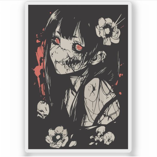 Horror anime girl sticker (Voorkant)
