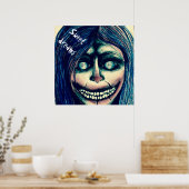 Horror art poster - griezelige vlindervrouw (Keuken)