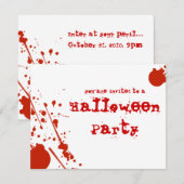 Horror Bloed Spletters Alle witte halloween nodigt Kaart (Voorkant / Achterkant)