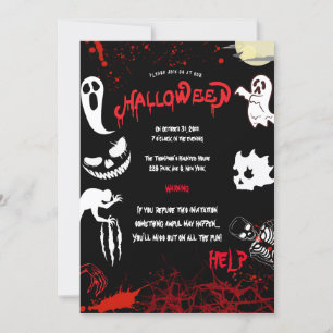 Horror Bloed & Vleermuizen Halloween Feest Kaart