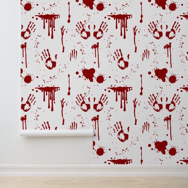 Horror Bloedige Handprints Bloedspatten Halloween Behang (Applicatie)