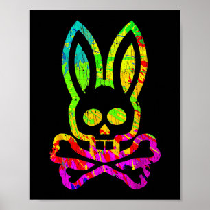 Horror Bunny Rabbit Face Tie Dye Happy Eas Poster