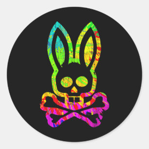  Horror Bunny Rabbit Face Tie Dye Happy Eas Ronde Sticker