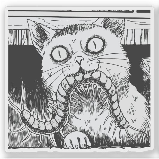 Horror cat anime art sticker (Voorkant)