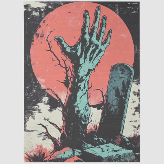 Horror Comic Zombie Graveyard Decoupage Tissuepapier (Voorkant)