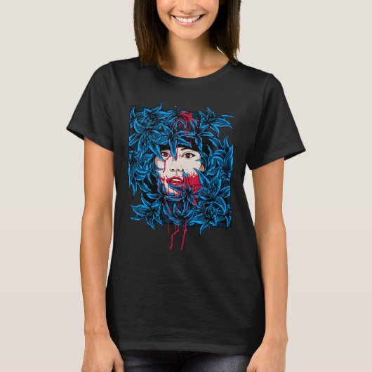 Horror Enge Vrouw Tekening T-shirt (Voorkant)