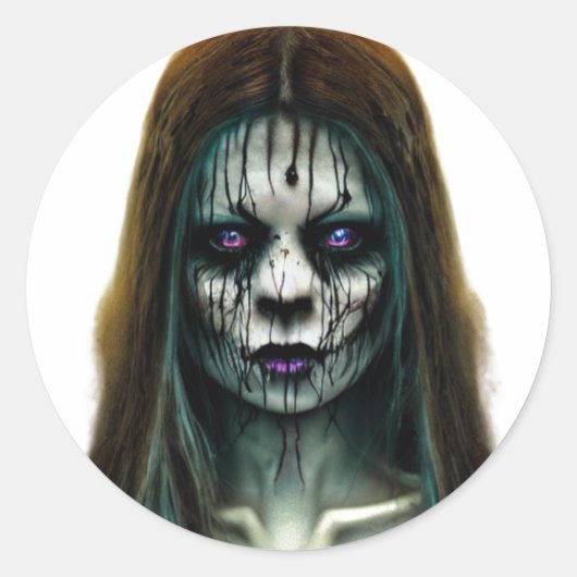 Horror-enge Woman Classic Round Sticker (Voorkant)
