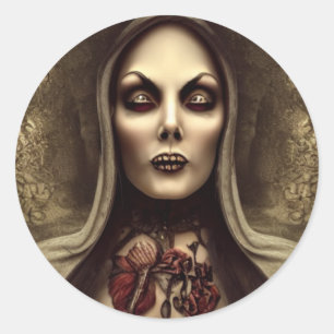 Horror-enge Woman Classic Round Sticker