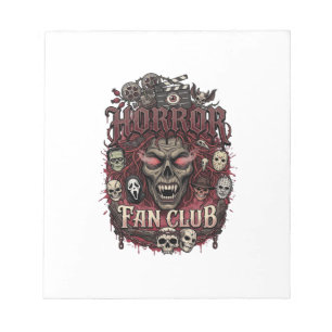 Horror Fan Club Halloween Duivel Gezichten Schedel Notitieblok