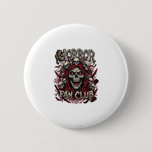 Horror Fan Club Halloween Gillende Schedel Rode Ka Ronde Button 5,7 Cm