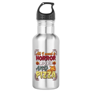 Horror Film Pizza Halloween Pompoen Schedel Slice_ Waterfles
