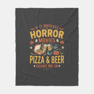 Horror Films Pizza Bier Halloween Design_1 Fleece Deken
