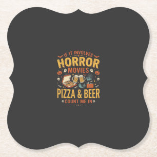 Horror Films Pizza Bier Halloween Ontwerp_1 Kartonnen Onderzetters