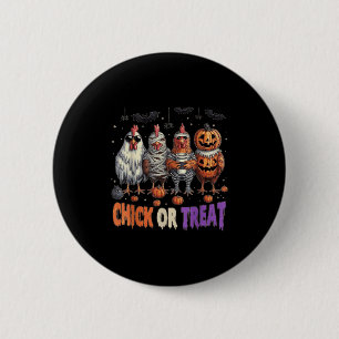 Horror Grappig Kuiken of Behandel Kippen Ghost Wit Ronde Button 5,7 Cm