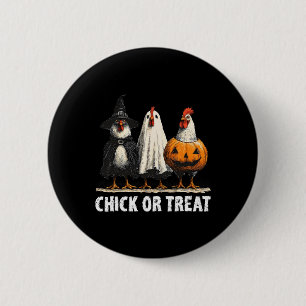 Horror Grappig Kuiken of Behandel Kippen Ghost Wit Ronde Button 5,7 Cm