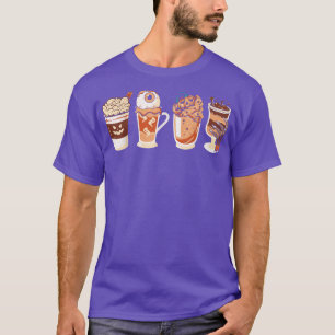 Horror Herfst Coffee Eye Skeleton Hallowwen Pumpki T-shirt