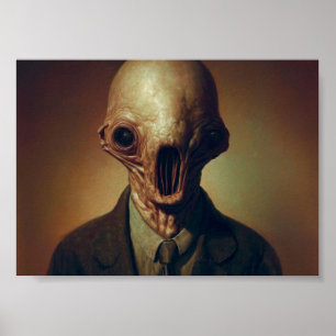 Horror in een kostuumportret poster