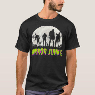  Horror Junkie Retro 80's Horror Zombie Movi T-shirt