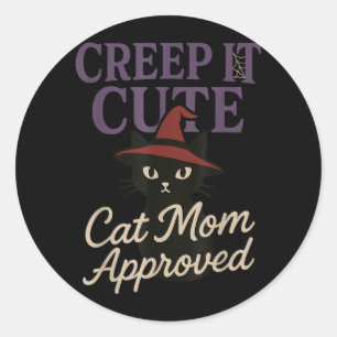 Horror Kat Moeder Spookachtige Zwarte Kat Hallowee Ronde Sticker