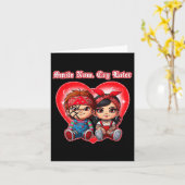 Horror Koppel Smile Now Cry Later Chicano Valentij Kaart (Gele Bloem)