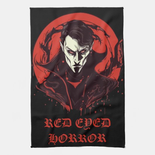 Horror met rode ogen theedoek (Verticaal)