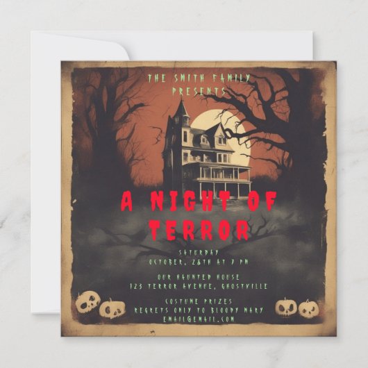 Horror Movie Poster Halloween Party Invitation (Devant)