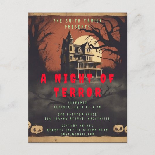 Horror Movie Poster Halloween Party Invitation (Devant)