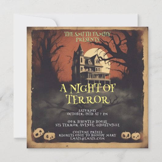 Horror Movie Poster Halloween Party Invitation (Devant)