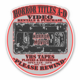 Horror Movies V.H.S Horror Titels A-D Round Sticker