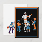 Horror Mumie met kinderen  Feestdagenkaart (Voorkant / Achterkant)