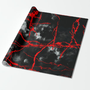 Horror Night Gothic - zwart-wit, rood Cadeaupapier