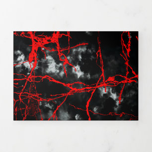 Horror Night Gothic - zwart-wit, rood Drieluik Wenskaart