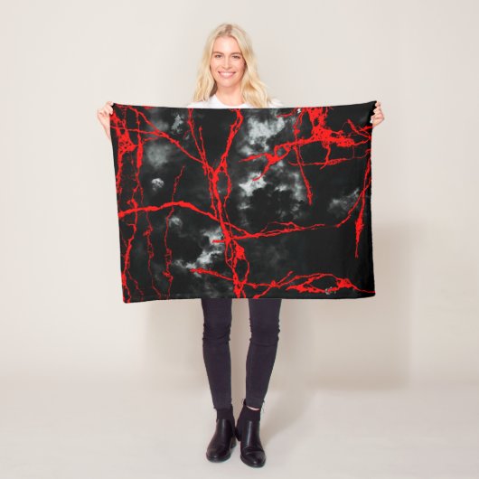 Horror Night Gothic - zwart-wit, rood Fleece Deken (In situ)