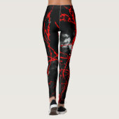 Horror Night Gothic - zwart-wit, rood Leggings (Achterkant)