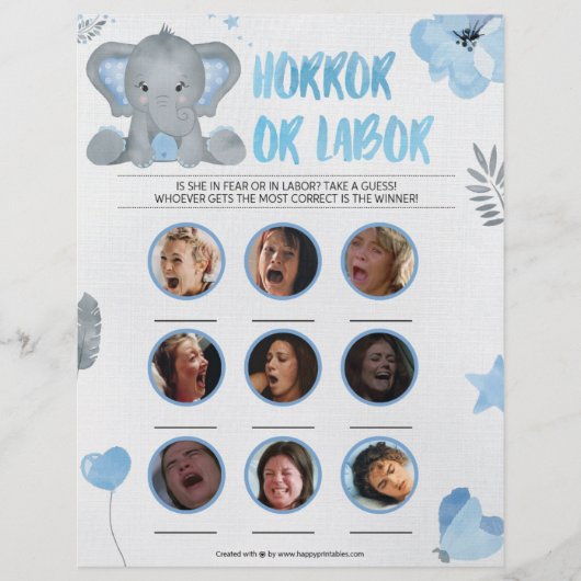 Horror of Labour [Elephant [Blue]] Briefhoofd (Voorkant)