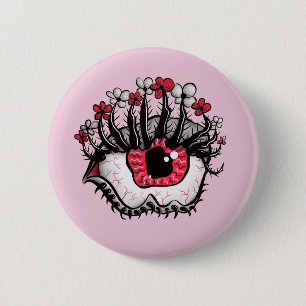 Horror Pastel Gothic Eye Macabre Pink Creepy Ronde Button 5,7 Cm