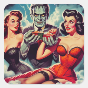 Horror Pin-ups Vierkante Sticker