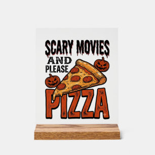 Horror Pizza T-shirt voor fans van griezelfilms_1 Acryl Bord