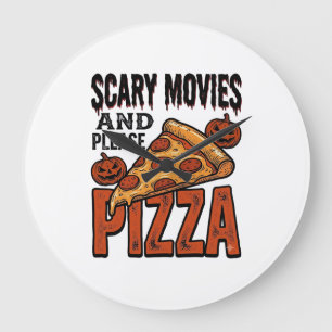 Horror Pizza T-shirt voor fans van griezelfilms_1 Grote Klok