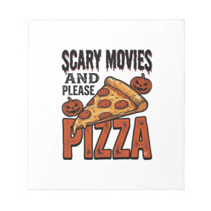 Horror Pizza T-shirt voor fans van griezelfilms_1 Notitieblok