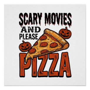 Horror Pizza T-shirt voor fans van griezelfilms_1 Perfect Poster