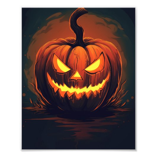 Horror Pumpkin Halloween Foto Afdruk (Voorkant)