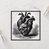  Horror Schedel Hart Valentijn Retro Gothic Kaart (Voorkant / Achterkant in situ)