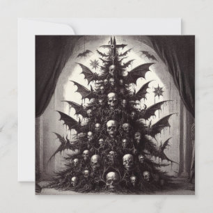 Horror Skulls Kerstboom Gothic Xmas Feestdagenkaart