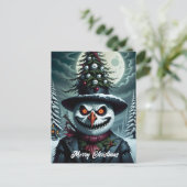 Horror Sneeuwman Kerstmis Feestdagenkaart (Staand voorkant)