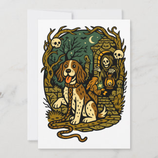 Horror Spooky Skeleton Dog Aesthetic Kaart