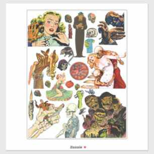 horror strips monsters schepping collage kunst sticker