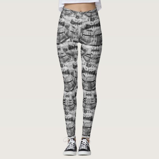 Horror tanden zwart-wit patroon leggings (Voorkant)