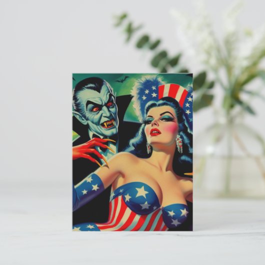 horror vampier meisje briefkaart (Staand voorkant)